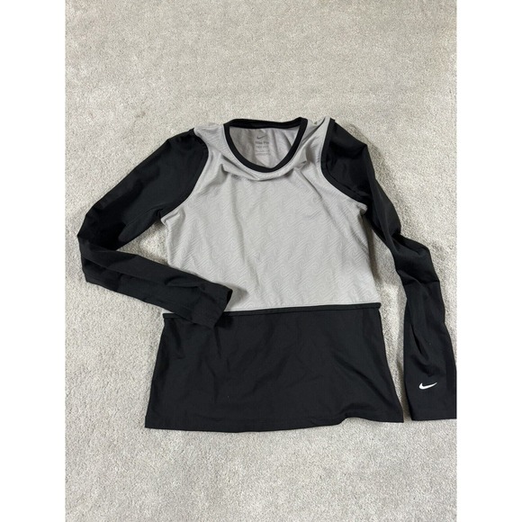 Nike Girls Dri-Fit Training Shirt Slim Fit Black/Gray Size XL - Picture 5 of 9